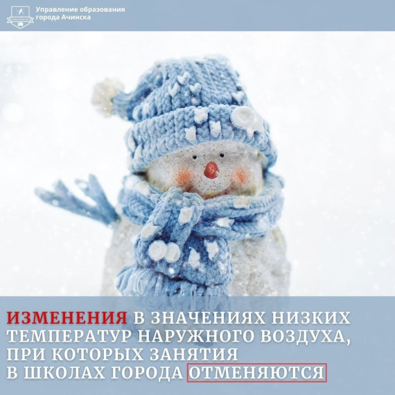 Изменились значения низких температур наружного воздуха, при которых в общеобразовательных учреждениях вводятся актированные дни.. Изменились значения низких температур наружного воздуха, при которых в общеобразовательных учреждениях вводятся актированные дни..