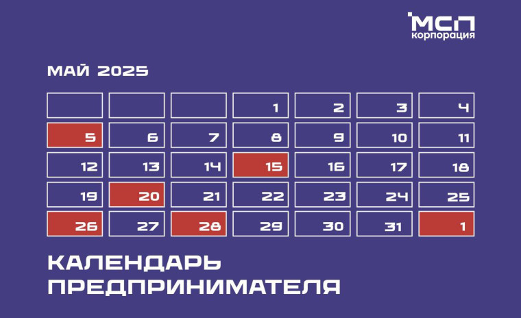 Календарь предпринимателя на май 2025 года. Календарь предпринимателя на май 2025 года.